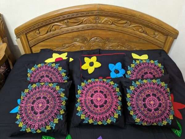 black sofa cushions